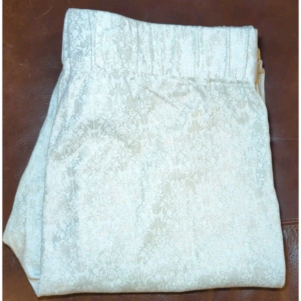 Soft Surroundings Women's SZ LT Gold Shimmer Print White Pants Pull On Stretch